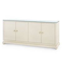 Villa & House Meredith Extra Large 4-Door Cabinet with Glass Top, Canvas Cream