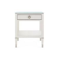 Villa & House Morris 1-Drawer Side Table with Glass Top, Sand White