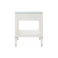 Villa & House Morris 1-Drawer Side Table with Glass Top, Sand White
