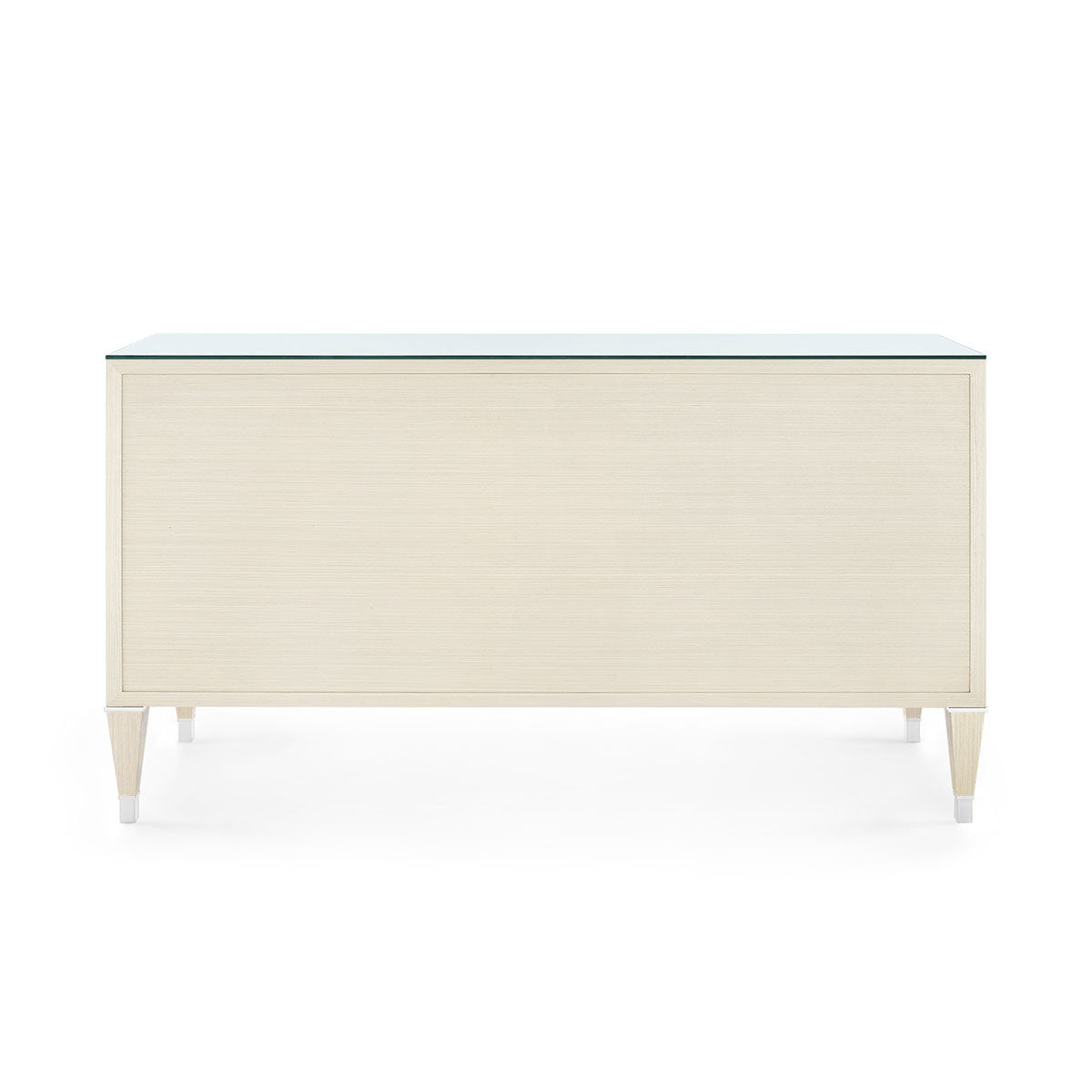 Villa & House Morris Extra Large 6-Drawer with Glass Top, Blanched Oak and Nickel
