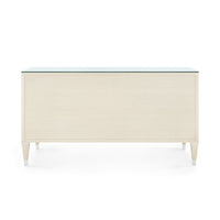 Villa & House Morris Extra Large 6-Drawer with Glass Top, Blanched Oak and Nickel