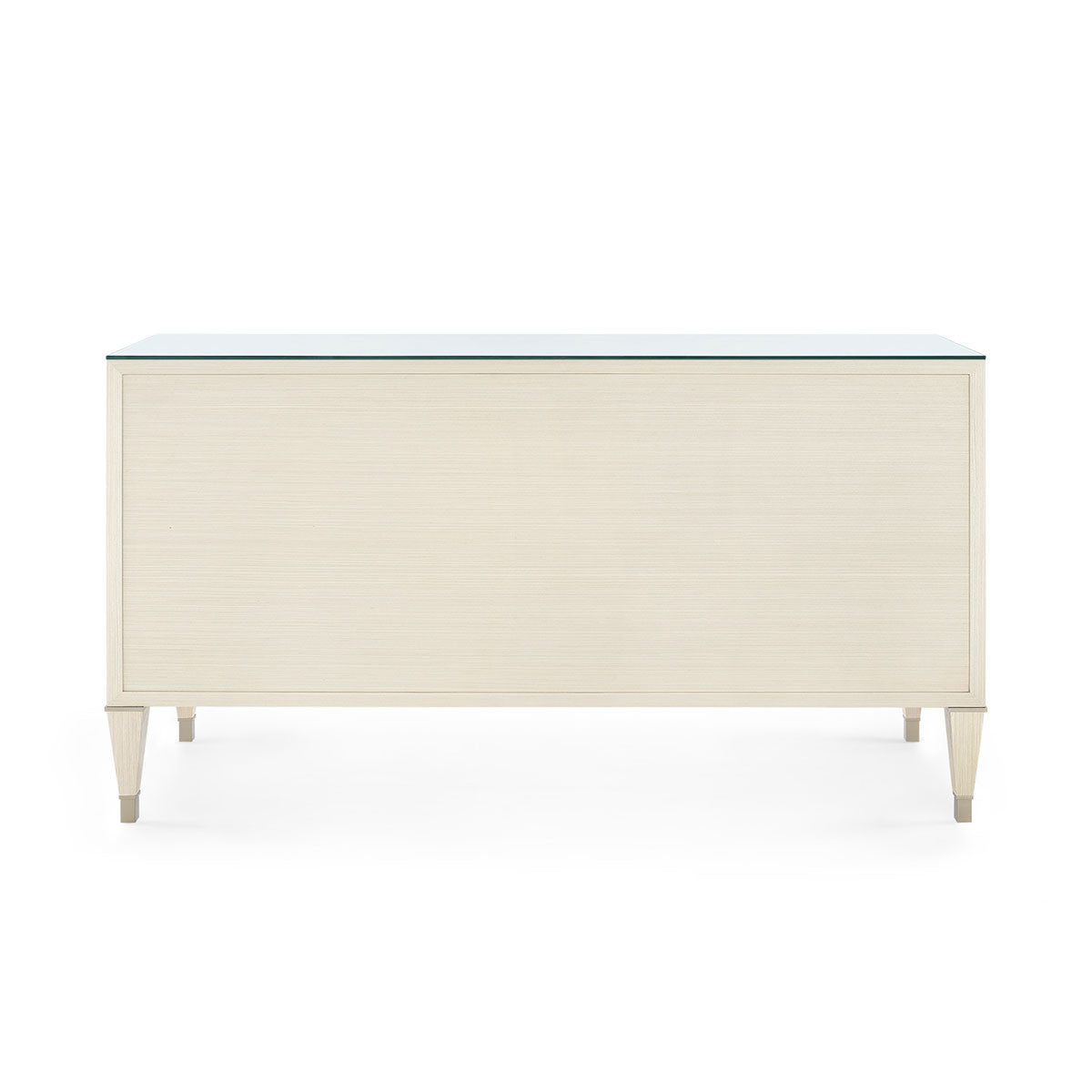 Villa & House Morris Extra Large 6-Drawer with Glass Top, Blanched Oak and Satin Bronze