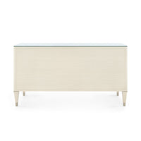 Villa & House Morris Extra Large 6-Drawer with Glass Top, Blanched Oak and Satin Bronze