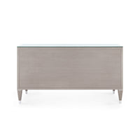 Villa & House Morris Extra Large 6-Drawer with Glass Top, Taupe Gray and Nickel