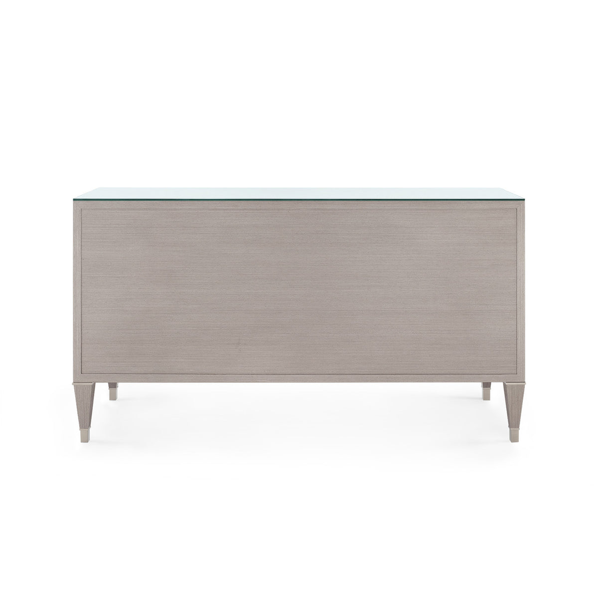Villa & House Morris Extra Large 6-Drawer with Glass Top, Taupe Gray and Satin Bronze