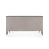 Villa & House Morris Extra Large 6-Drawer with Glass Top, Taupe Gray and Satin Bronze