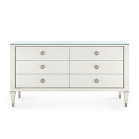 Villa & House Morris Extra Large 6-Drawer with Glass Top, Sand White