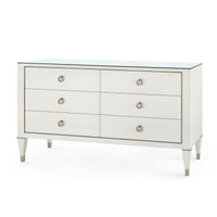 Villa & House Morris Extra Large 6-Drawer with Glass Top, Sand White