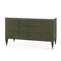 Villa & House Morris Extra Large 6-Drawer with Glass Top, Deep Olive