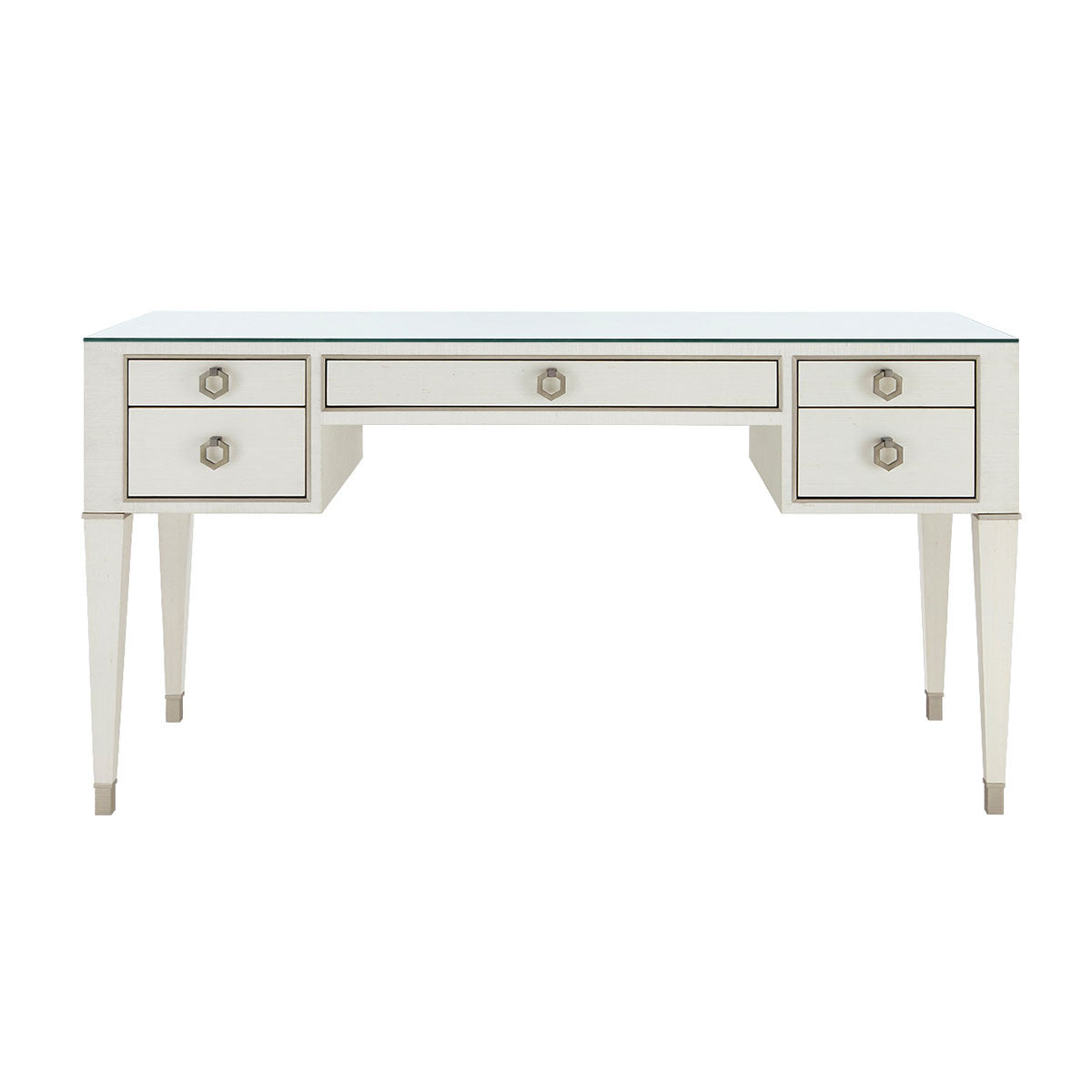 Villa & House Morris Desk with Glass Top, Sand White