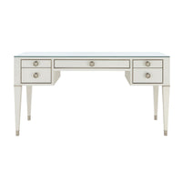 Villa & House Morris Desk with Glass Top, Sand White