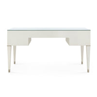 Villa & House Morris Desk with Glass Top, Sand White