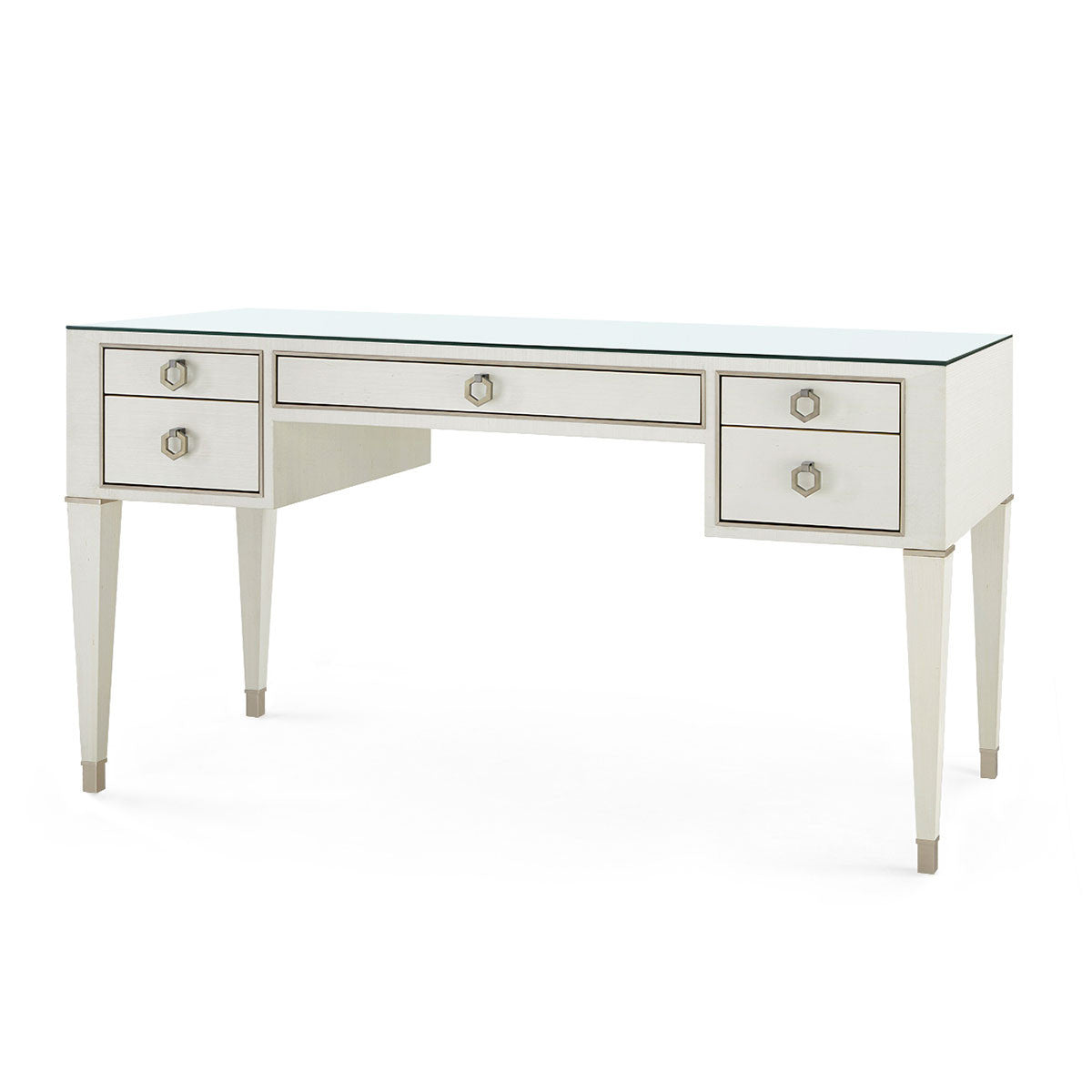 Villa & House Morris Desk with Glass Top, Sand White