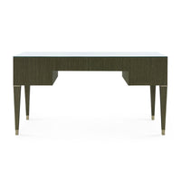 Villa & House Morris Desk with Glass Top, Deep Olive