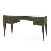Villa & House Morris Desk with Glass Top, Deep Olive