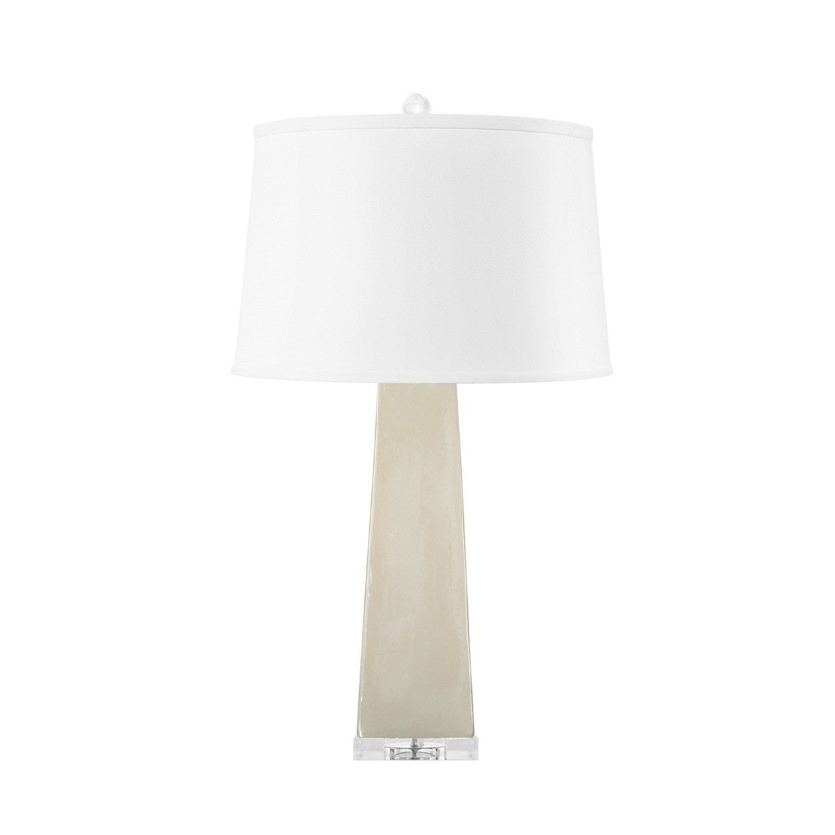 Villa & House Naxos Lamp with Shade 17-inch White Linen, with Nickel, Beige