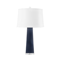 Villa & House Naxos Lamp with Shade 17-inch White Linen, with Nickel, Polo Blue
