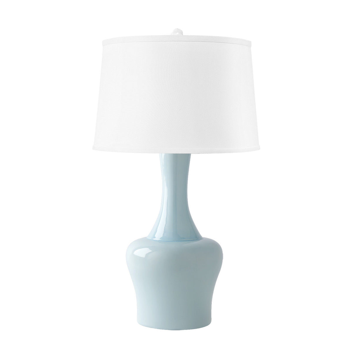 Villa & House Nadia Lamp with Shade 17-inch White Linen, with Nickel, Misty Blue