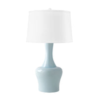 Villa & House Nadia Lamp with Shade 17-inch White Linen, with Nickel, Misty Blue