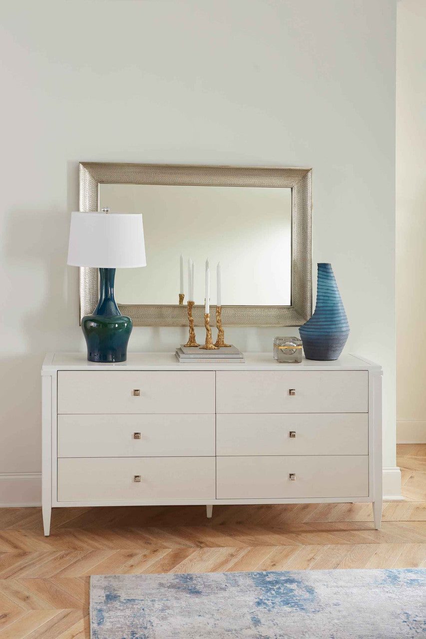 Villa & House Nadia Lamp with Shade 17-inch White Linen, with Nickel, Green Lapis