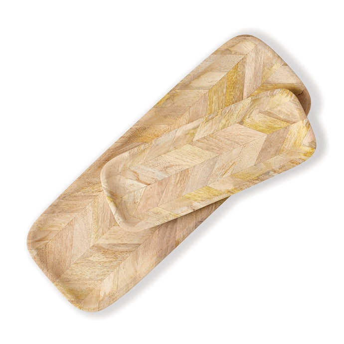 Marquetry Rectangular Trays, Set Of 2