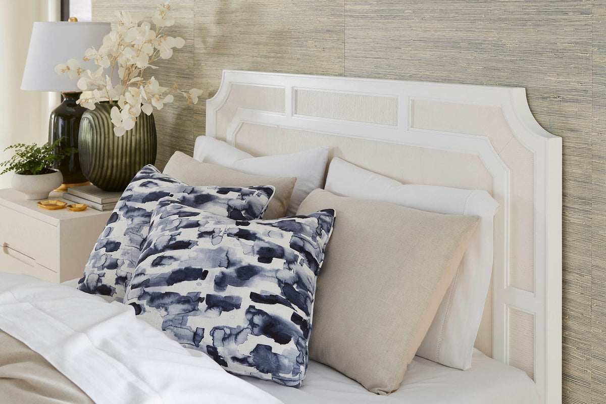 Villa & House Olivia Queen Headboard With Ryder Bed Frame, Soft White, Vanilla