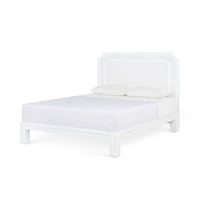 Villa & House Olivia Queen Headboard With Ryder Bed Frame, Soft White, Vanilla