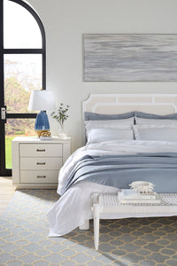 Villa & House Olivia King Headboard With Ryder Bed Frame, Soft White, Vanilla