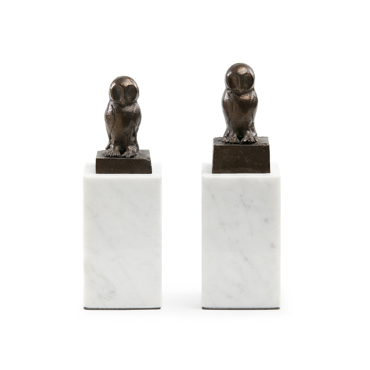 Villa & House Owl Statue Set of 2, Bronze