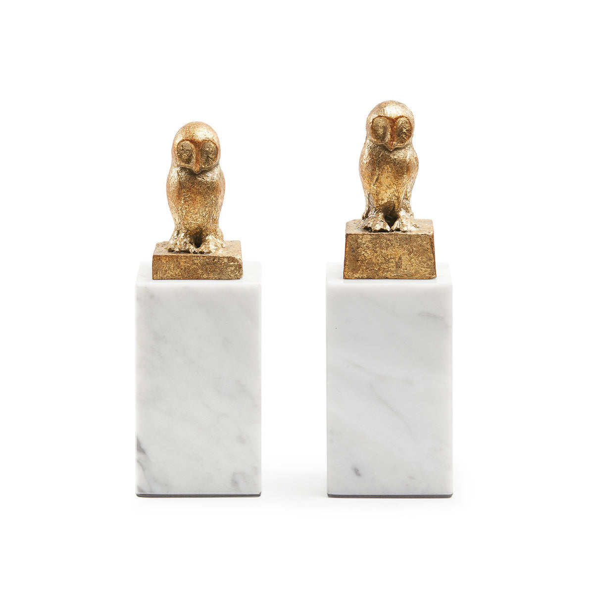 Villa & House Owl Statue Set of 2, Gold Leaf