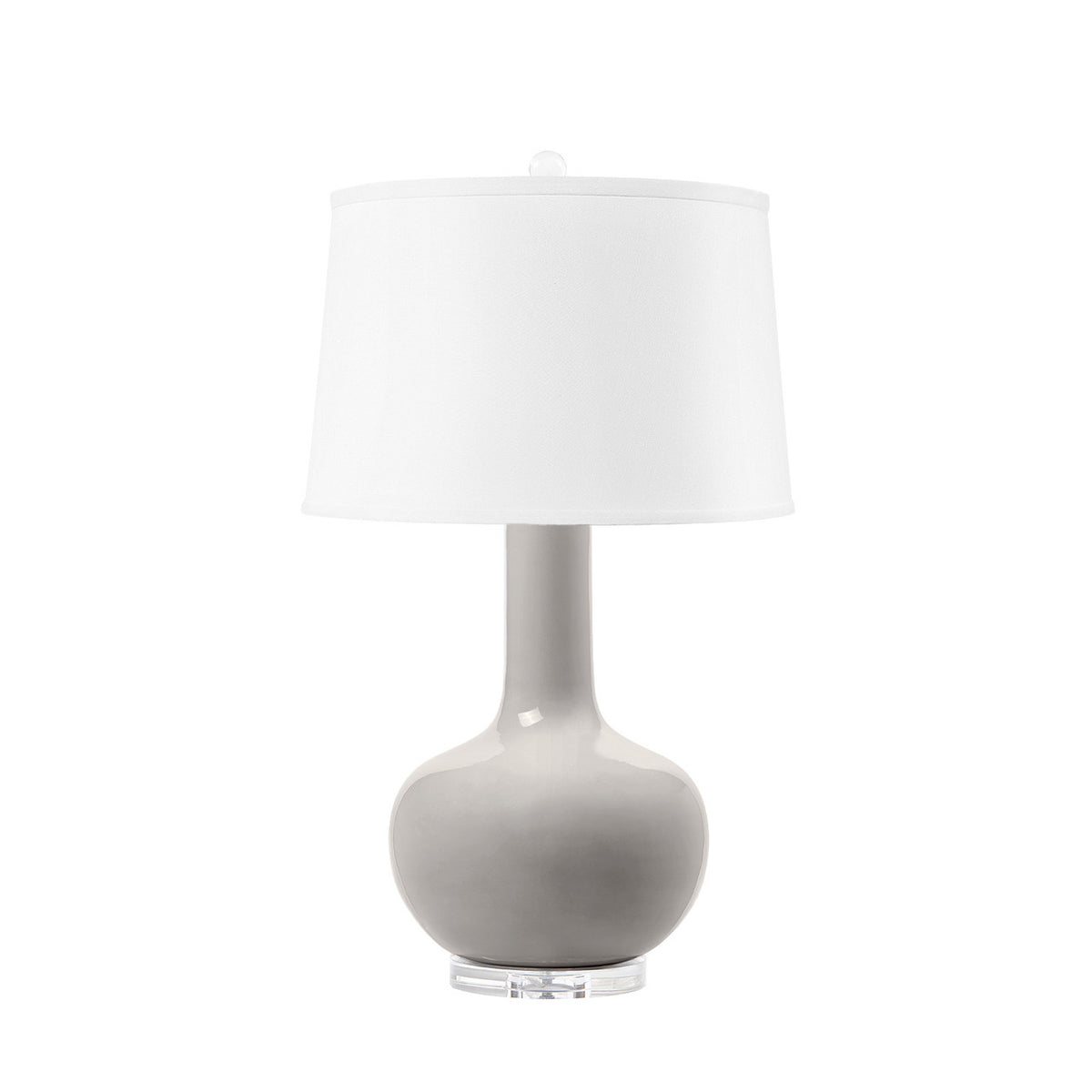 Villa & House Pablo Lamp with Shade 17-inch White Linen, with Nickel, Steel Mist