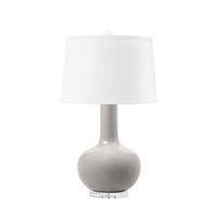 Villa & House Pablo Lamp with Shade 17-inch White Linen, with Nickel, Steel Mist