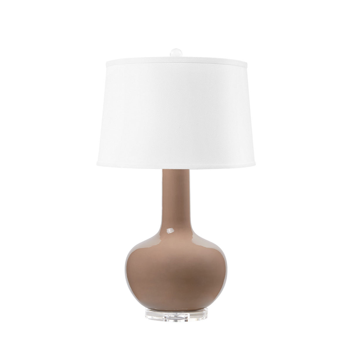 Villa & House Pablo Lamp with Shade 17-inch White Linen, with Nickel, Smoked Truffle