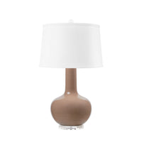 Villa & House Pablo Lamp with Shade 17-inch White Linen, with Nickel, Smoked Truffle
