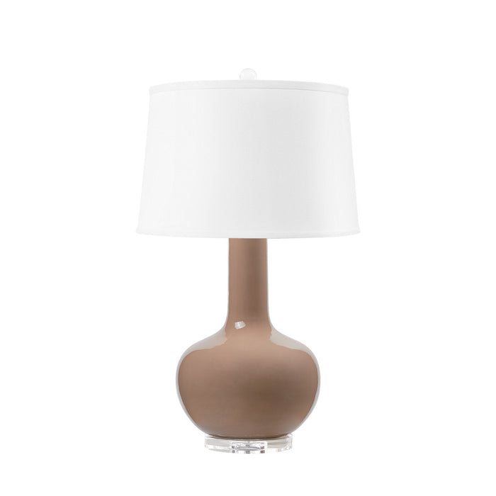 Villa & House Pablo Lamp with Shade 17-inch White Linen, with Nickel, Smoked Truffle