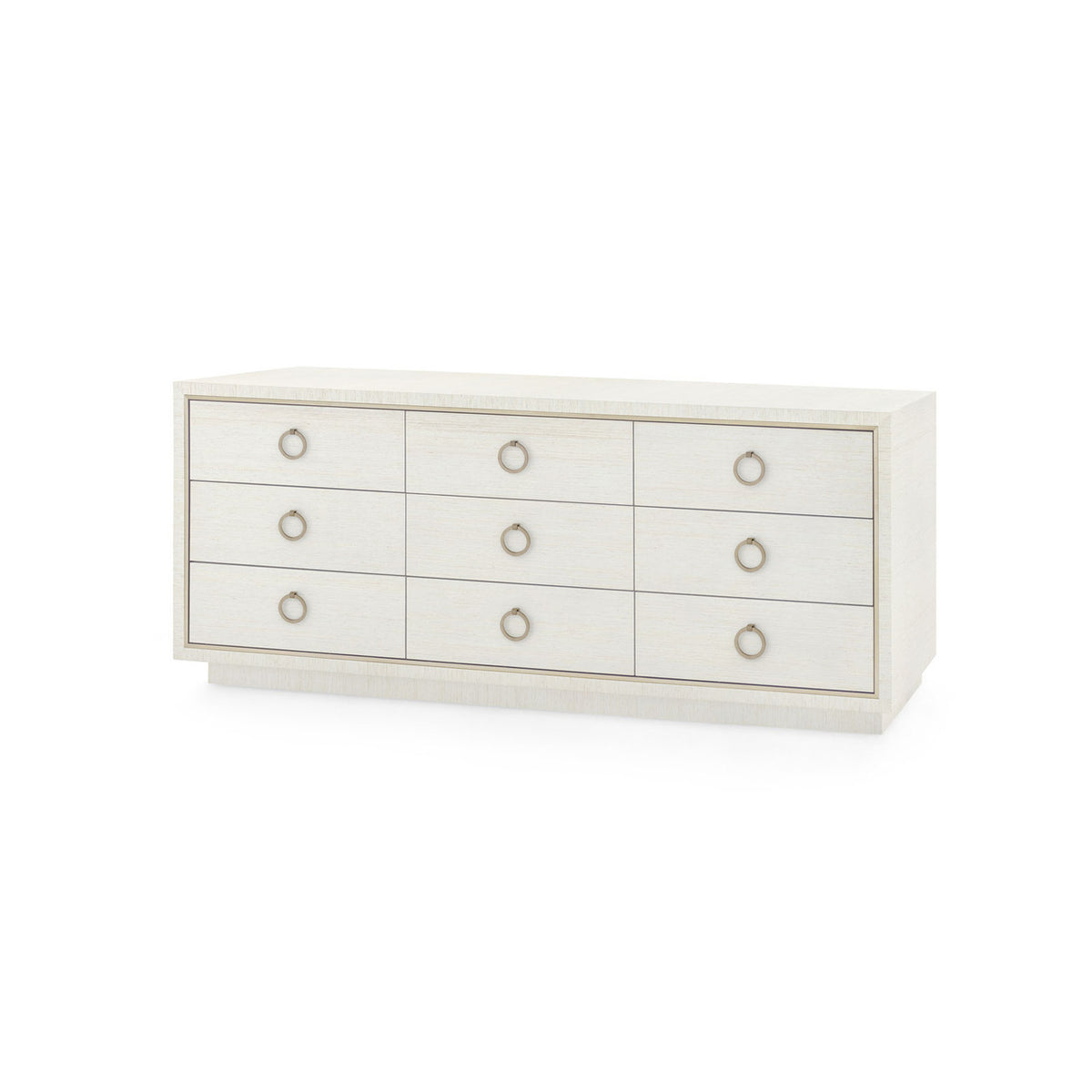 Villa & House Parker Extra Large 9-Drawer with Glass Top, Silver Shimmer