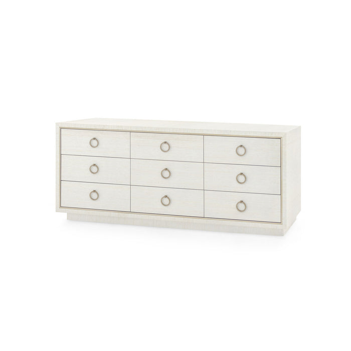 Villa & House Parker Extra Large 9-Drawer with Glass Top, Silver Shimmer