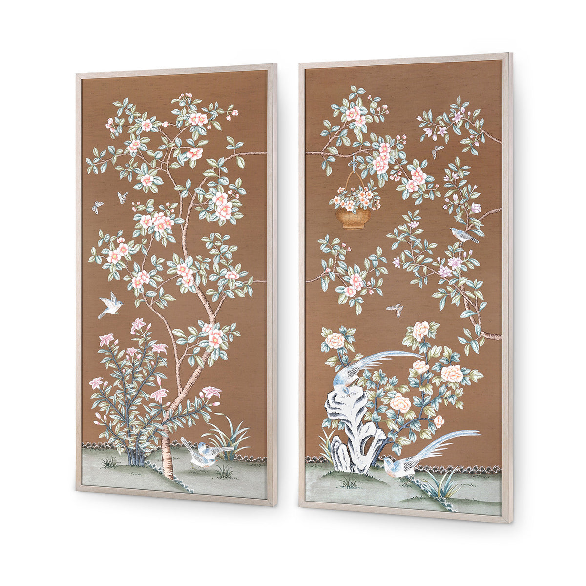 Villa & House Parchment Reverie Framed Silk Panel Pair