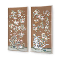 Villa & House Parchment Reverie Framed Silk Panel Pair