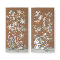 Villa & House Parchment Reverie Framed Silk Panel Pair