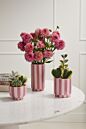 Design Shop Pink Striped Vase 4.25"x 8", Set of 2