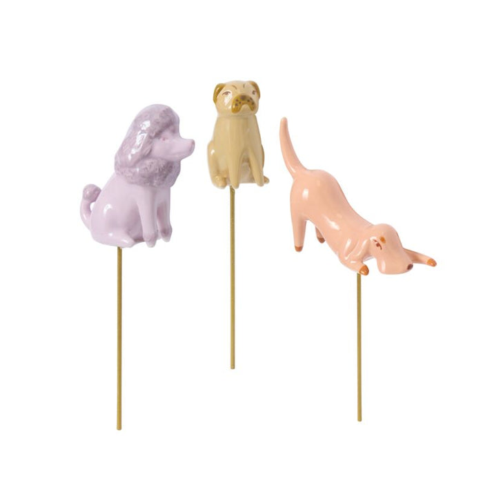 Design Shop Playful Pups Plant Sticks Set of 3 - 6.25"/7.25"/8"