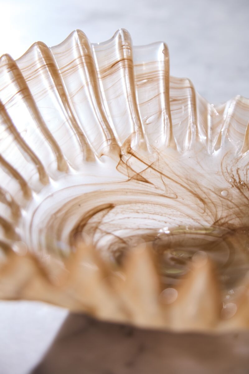 Design Shop Pleated Glass Bowl 15.5"x 14.5"x 4.5"
