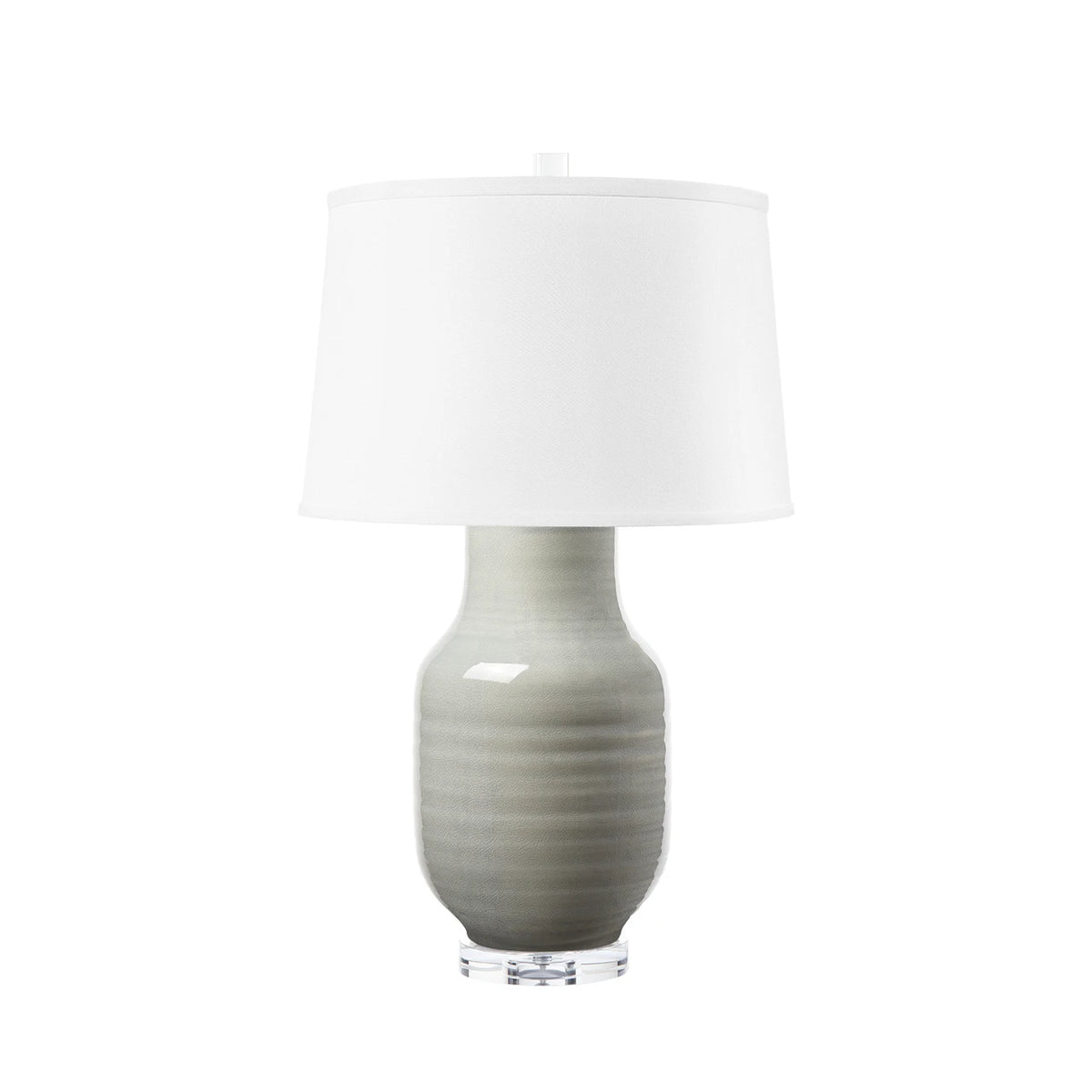 Villa & House Positano Lamp with Shade 17-inch White Linen, with Nickel, Frosty Mist