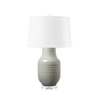 Villa & House Positano Lamp with Shade 17-inch White Linen, with Nickel, Frosty Mist