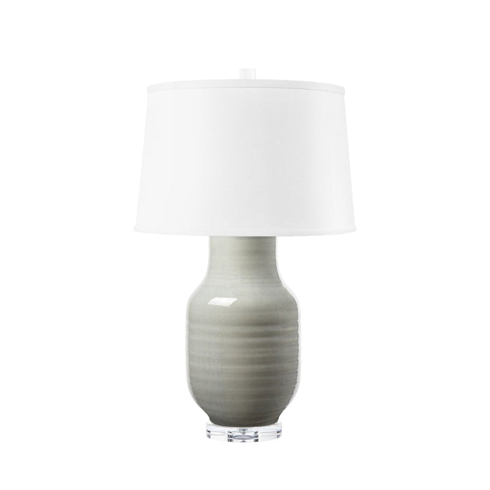 Villa & House Positano Lamp with Shade 17-inch White Linen, with Nickel, Frosty Mist