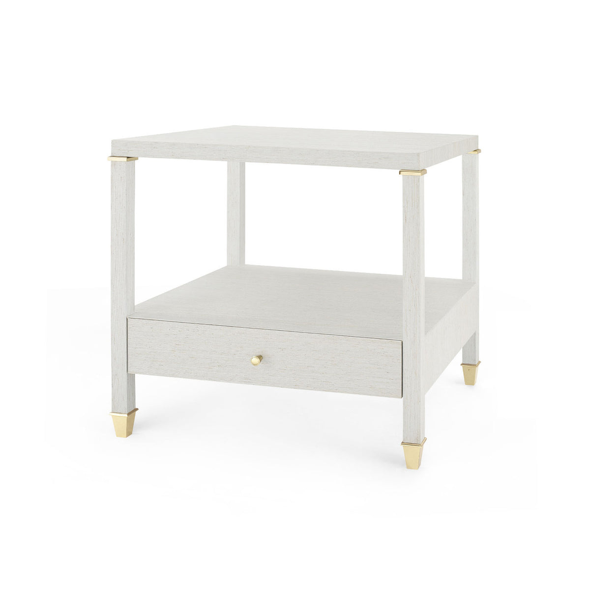 Villa & House Pascal 1-Drawer Side Table with Glass Top, Silver Shimmer