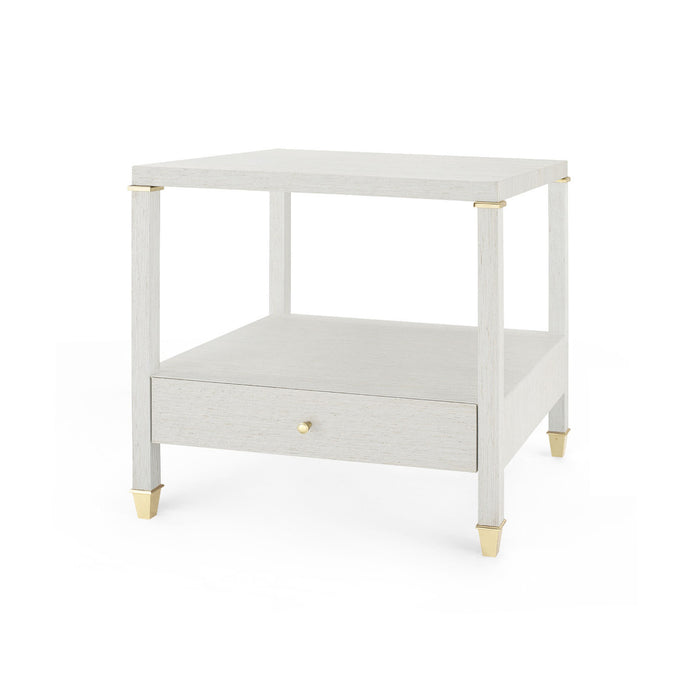 Villa & House Pascal 1-Drawer Side Table with Glass Top, Silver Shimmer