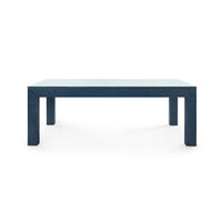 Villa & House Parsons Coffee Table with Glass Top, Deep Navy