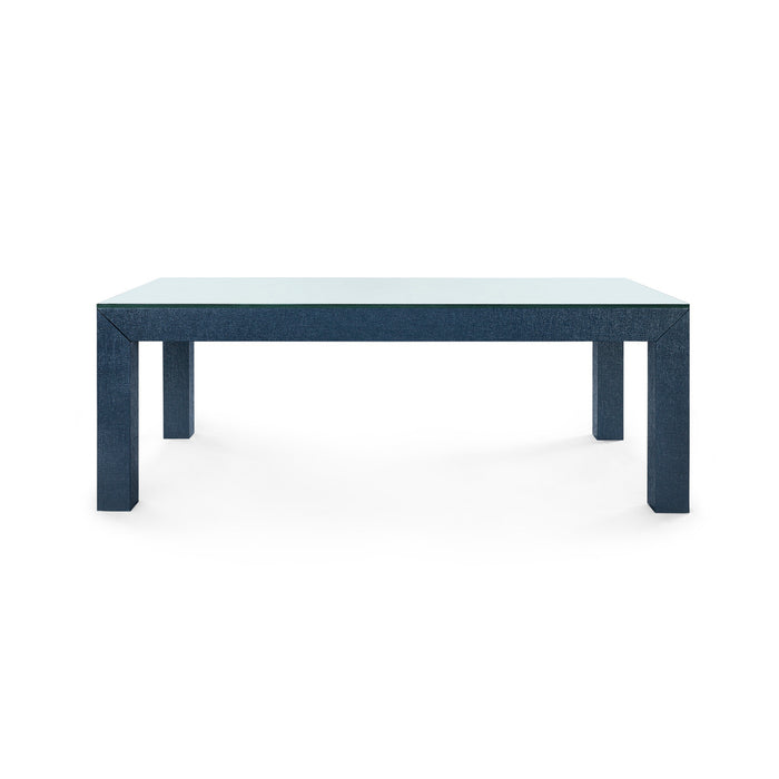 Villa & House Parsons Coffee Table with Glass Top, Deep Navy